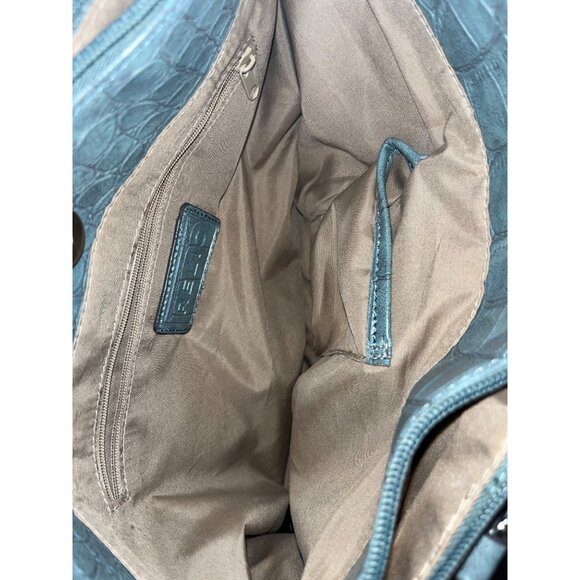 Two Relic Crocodile Embossed Handbags - Blue Gray Faux Leather With Brown Interi - Picture 8 of 9